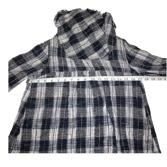 Free People Walk in the Park Plaid Burlap Cowl Pullover Tunic-XS - Picture 6 of 13